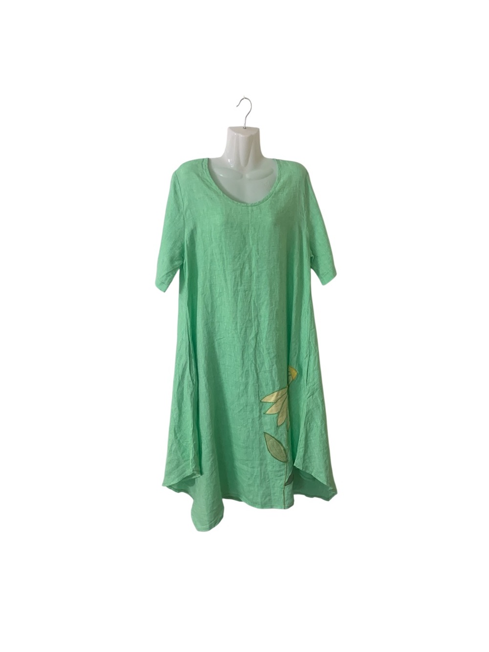Stefani Mint Green Short Sleeve Dress with Floral Detail